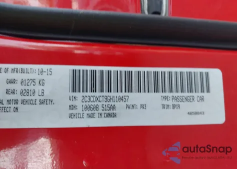 2016 Dodge Charger R/T from USA, damaged, VIN 2C3CDXCT9GH110457